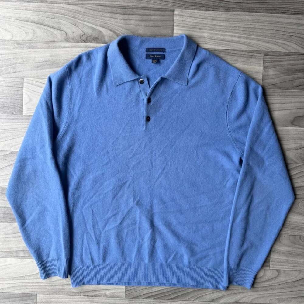 Club Room Cashmere Long Sleeve Polo Sweater